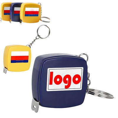 1 Metre Mini Steel With Lead free Paint Clear Tape Measure With Key Chain