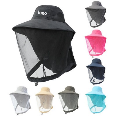 Outdoor Mesh Sun Hat w/Face Shield