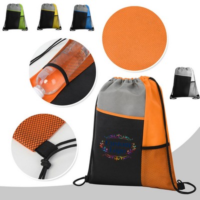 Mesh Pocket Tri-Color Backpack