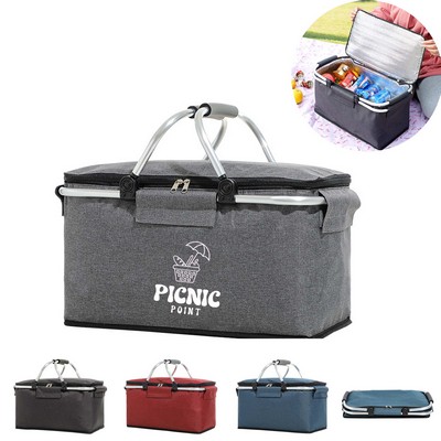 Foldable Insulated Picnic Basket Cooler