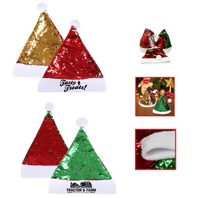 Reversible Two-Tone Sequin Christmas Hat