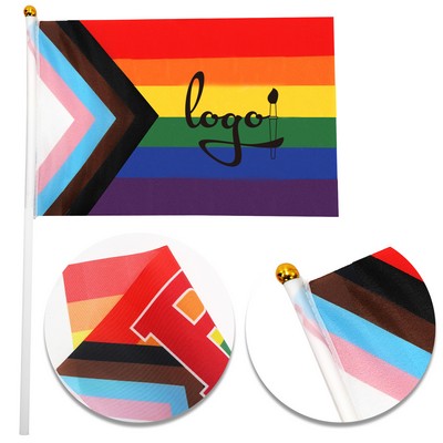 Vibrant Personalized Rainbow Hand-Waving Flag