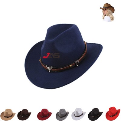 Rolled-Up Felt Fedora Cowgirl Hat