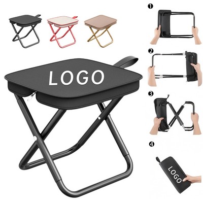 Portable Folding Stool w/Built-in Storage Pouch