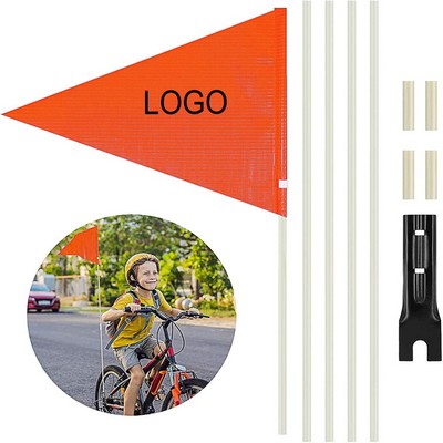 Triangle Bicycle Polyester Safety Flag With Fiberglass Pole