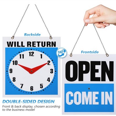 Be Back Clock Sign Open and Closed Door Sign Door Pendant