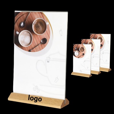 Customizable Acrylic Sign Holder with Beech Wood Stand
