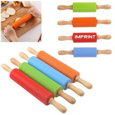 Silicone Non-Stick Rolling Pin With Wood Handle
