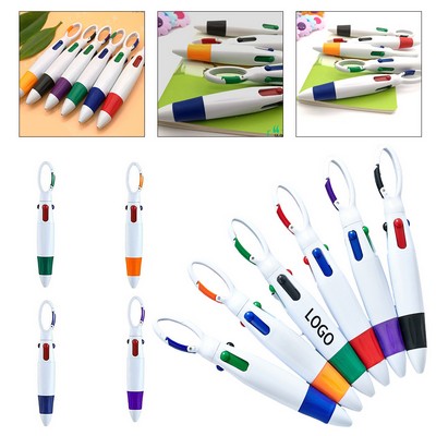 Quad-Function Retractable Pen with Carabiner Hook