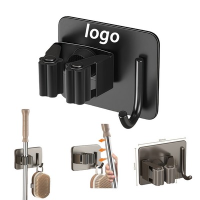 Custom Stainless Steel Self-Adhesive Mop & Broom Holder – Heavy Duty, No-Drill Wall Mount