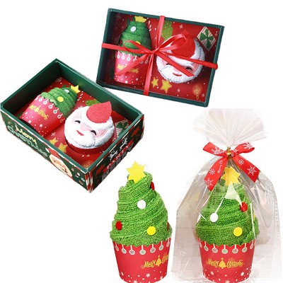 Christmas Decoration Santa Claus Snowman Cake Modelling Cotton Towel