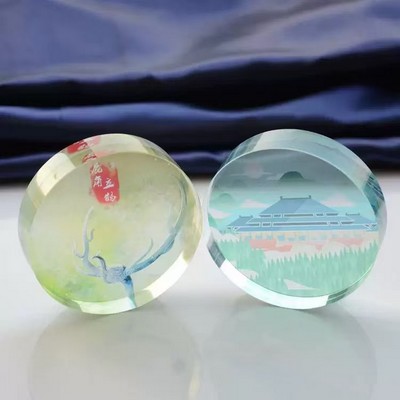 Glass Round Paperweight