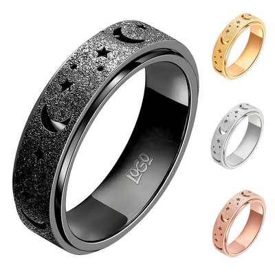 Stainless Steel Star Moon Spinner Ring