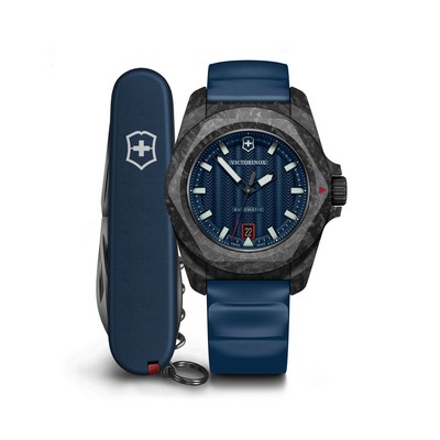 I.N.O.X. Auto 41mm, black carbon case, black carbon bezel, blue dial, blue rubber strap