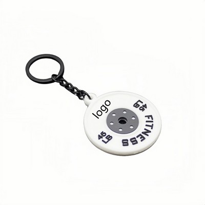 Cute Fitness-Themed Keychain with Dumbbell and Weight Plate Design
