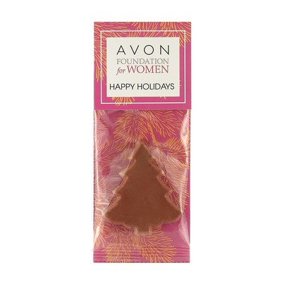 Belgian Chocolate Holiday Icons in Billboard-Style Header Bag with Milk Chocolate Holiday Tree