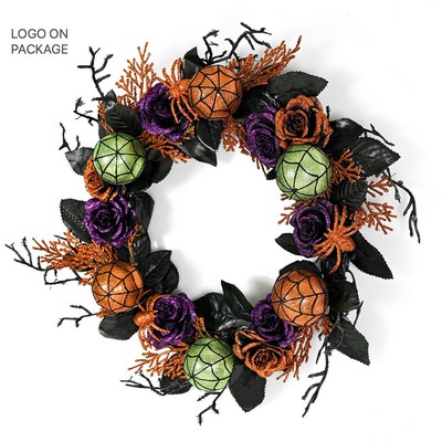 Halloween Wreath Rose Spiderweb Decoration