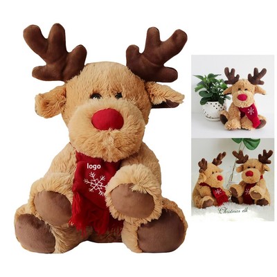 11.8" Stuffed Elk Plush Toy For Kids And Gift Giving