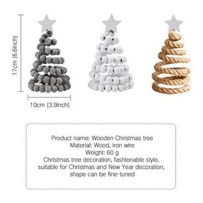 Christmas Decoration Nordic Wooden Christmas Tree Desktop Ornament Small Figurine Decor