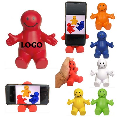 PU Foam Toy Stress Ball Smiley Face Phone Holder