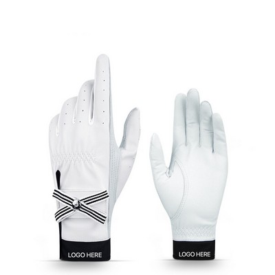 Women's Golf Glove Genuine Sheepskin Leather Velcro Anti-Slip Sports Glove