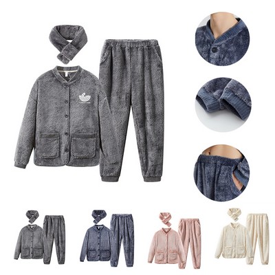 Winter Soft Coral Velvet Pajamas Couple