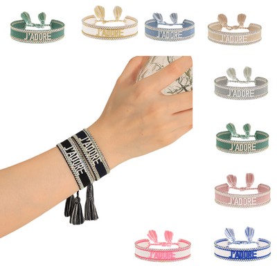 Acrylic Hot-Drilling Embroidered Woven Bracelet Customizable