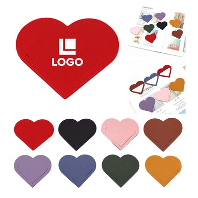 PU Leather Heart-shaped Bookmark