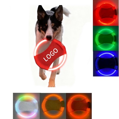 LED Rechargeable Glowing Pet Frisbee Dog Training Toy