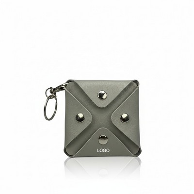 Minimalist Mini Leather Coin Purse Keychain with Portable Storage Design
