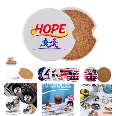Absorbent Car Coasters With Cork Back