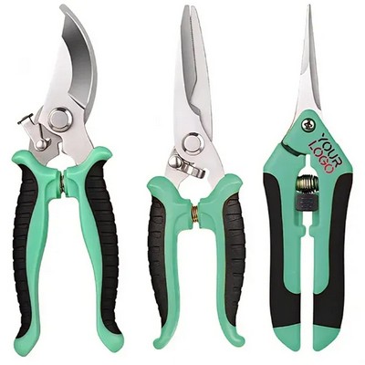 Stainless Steel 3-Piece Multipurpose Gardening Scissors and Pruning Shears Set