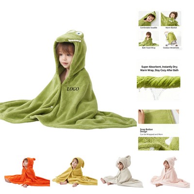 Premium Ultra-Soft Thick Mixed Material Baby Hooded Towel with Adorable Animal Designs