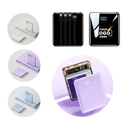 Compact Power Bank with Integrated Charging Cable