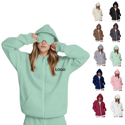 Women's Zippered Hoodie with Eye Mask