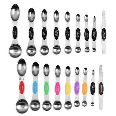 Magnetic Stainless Steel Measuring Spoons Set Dual-Sided Double-Headed Measuring Spoons