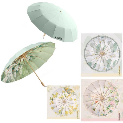 16 Ribs Triple Fold Enlarged Sunshade Umbrella