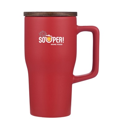 18 oz Ceramic Mug with Wood Lid