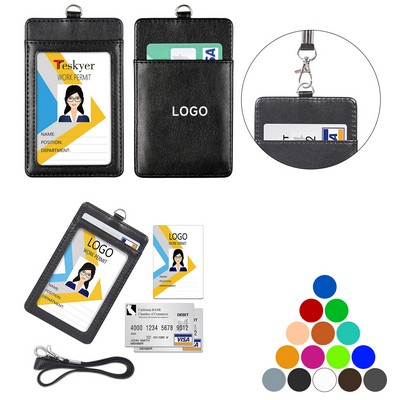 PU Leather Card Holder with Lanyard