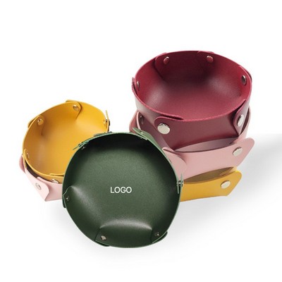 Multipurpose Leather Desk Tray Premium PU Leather Storage Box Aesthetic Jewelry & Cosmetic