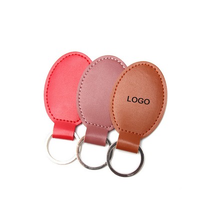 Oval Leather Keychain