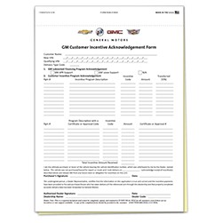 TruForm™ GM Customer Incentive & OnStar® Acknowledgement Form
