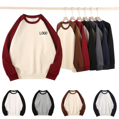 Women's 300GSM Cotton Blend Raglan Long-Sleeve Crew Neck Sweatshirt