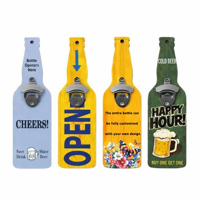 Custom Wall-Mounted Bottle Opener on Customizable Wooden Board