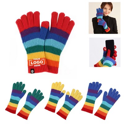 Rainbow Stripe 2-Finger Touch Gloves