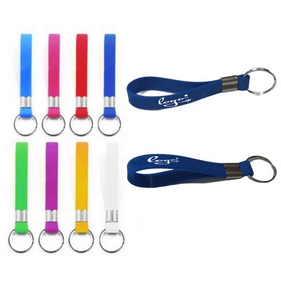 Debossed/Print Silicone Wristband Keyring