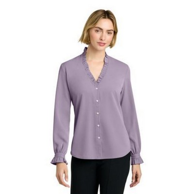 Brooks Brothers Women's Long Sleeve Ruffle Collar Blouse