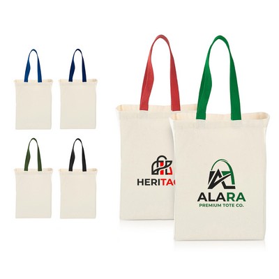 Canvas Grocery Tote with Colored Web Handles