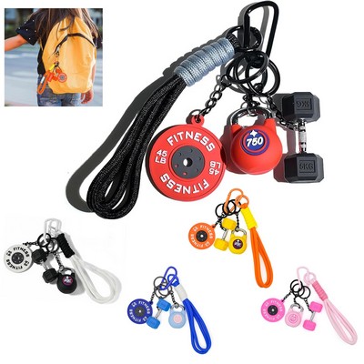 Creative Mini Fitness Barbell Plate Keychain