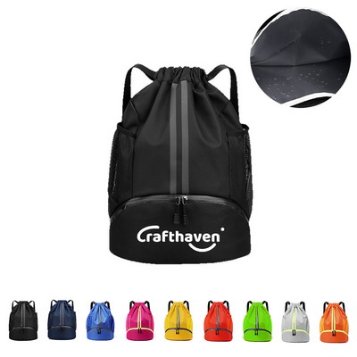 Drawstring Backpack with Shoes Compartment